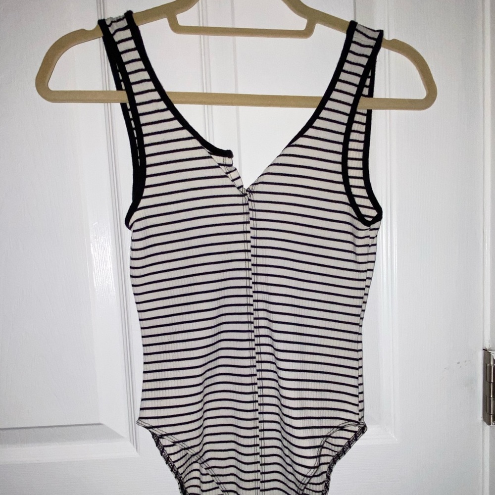 Black and white striped bodysuit